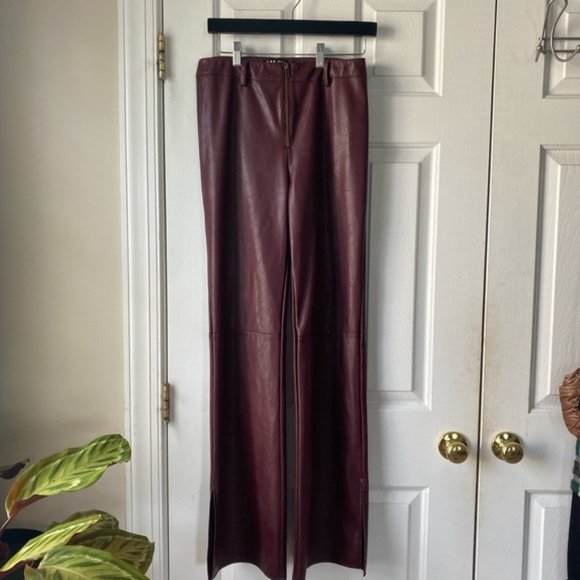 I.AM.GIA BNWT Romy Brown Burgundy Plum Leather Pant M 6 8 - Picture 5 of 8